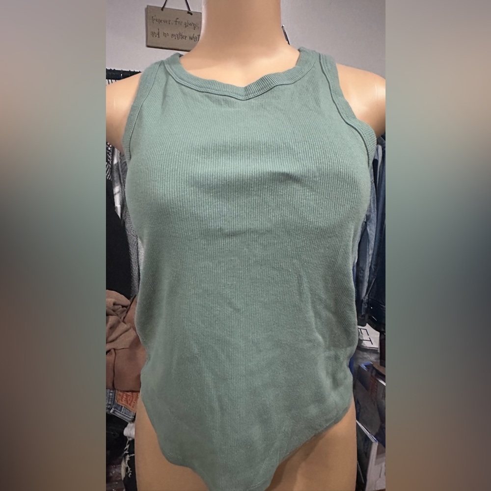 SO Sage Ribbed Tank Top